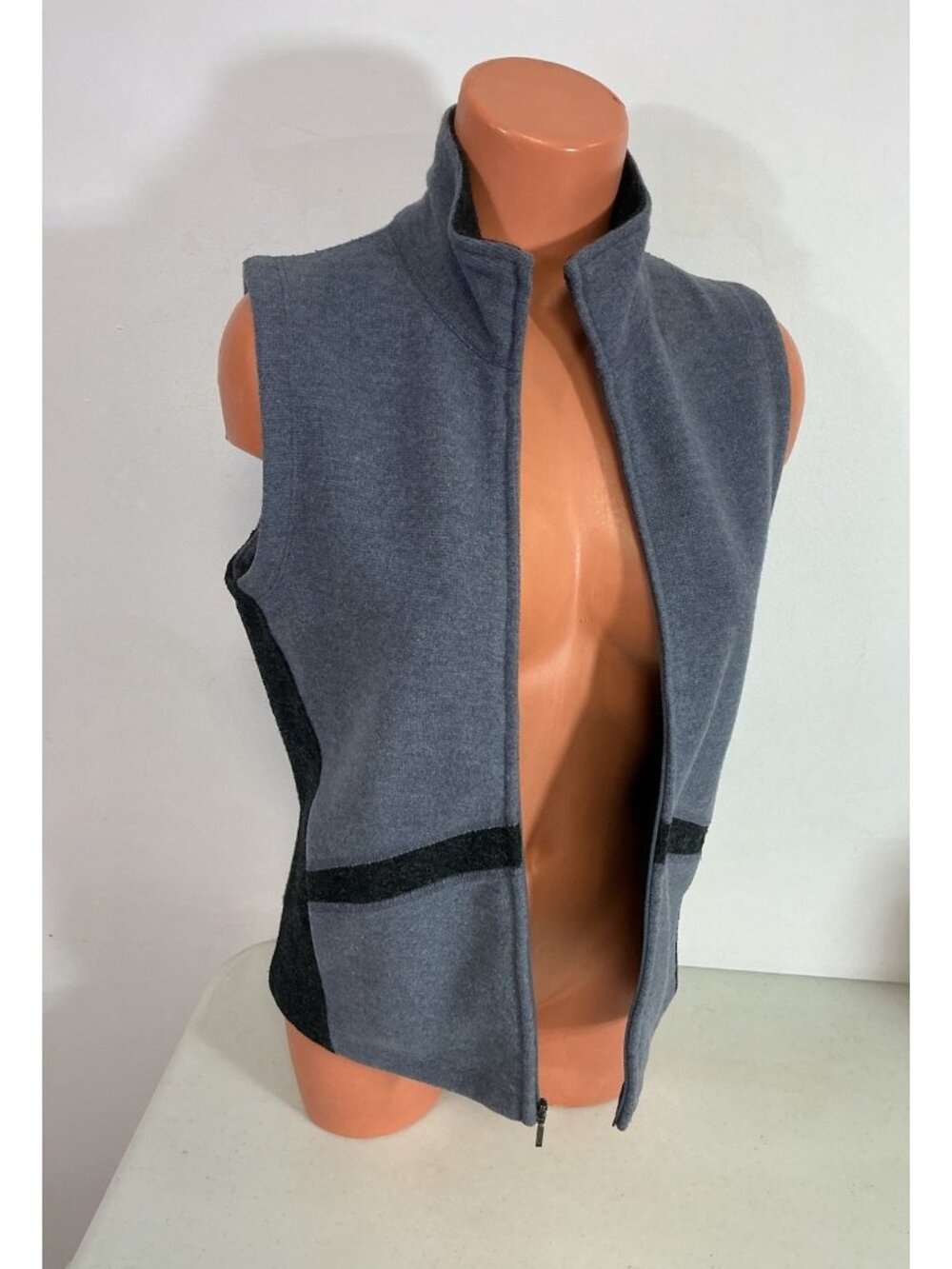 Ibex Blue Merino Wool Vest Made in USA Full Zip Sleeveless Women's Small